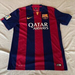 Nike Kids Qatar Airways Barcelona Soccer Football Jersey Navy and Red Large EUC